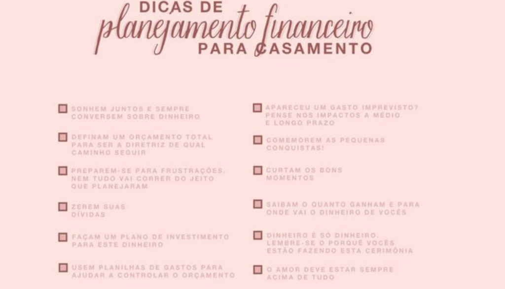 Planejamento financeiro para casamento simples