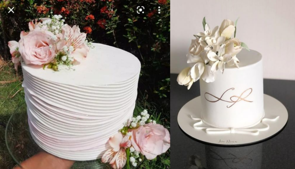 Bolo de casamento simples e elegante