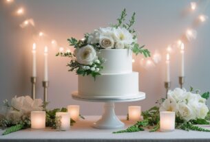 Bolo de casamento simples e elegante