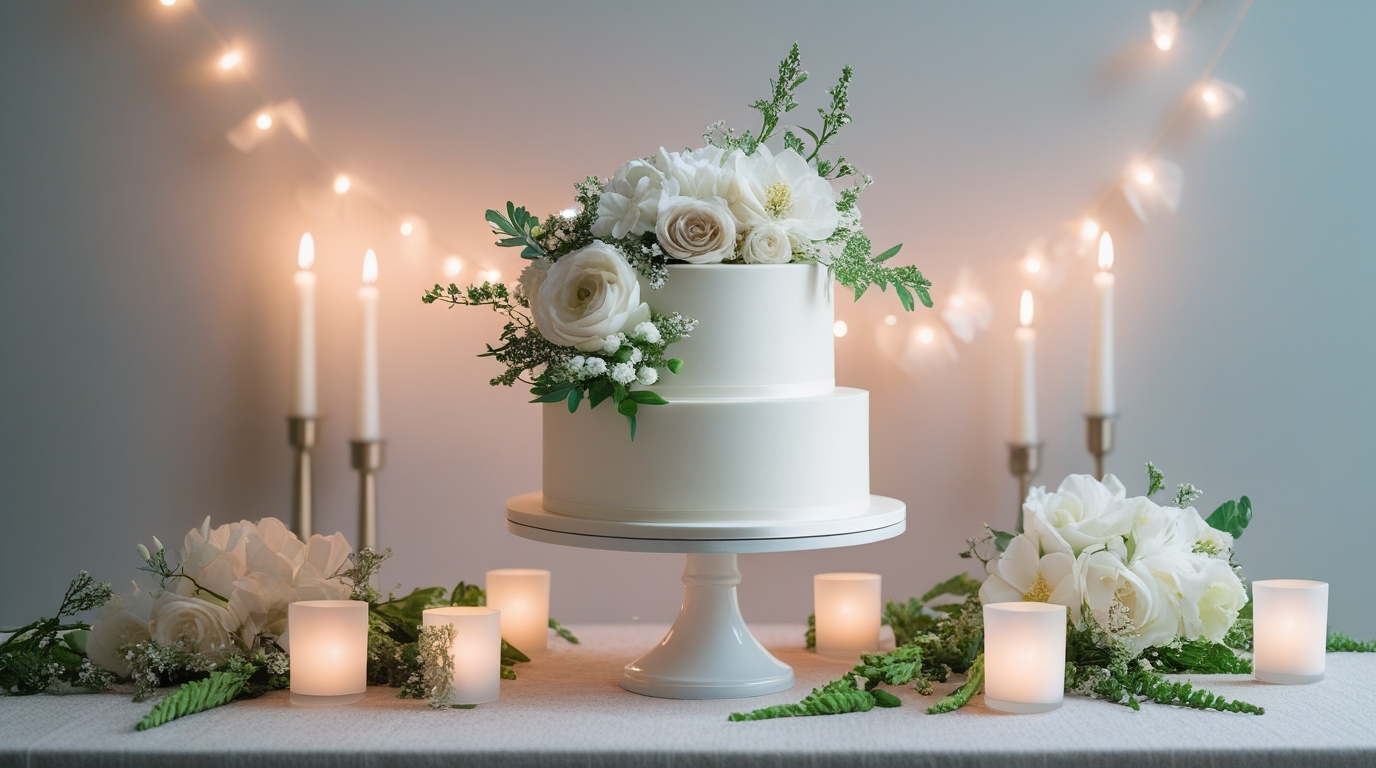 Bolo de casamento simples e elegante