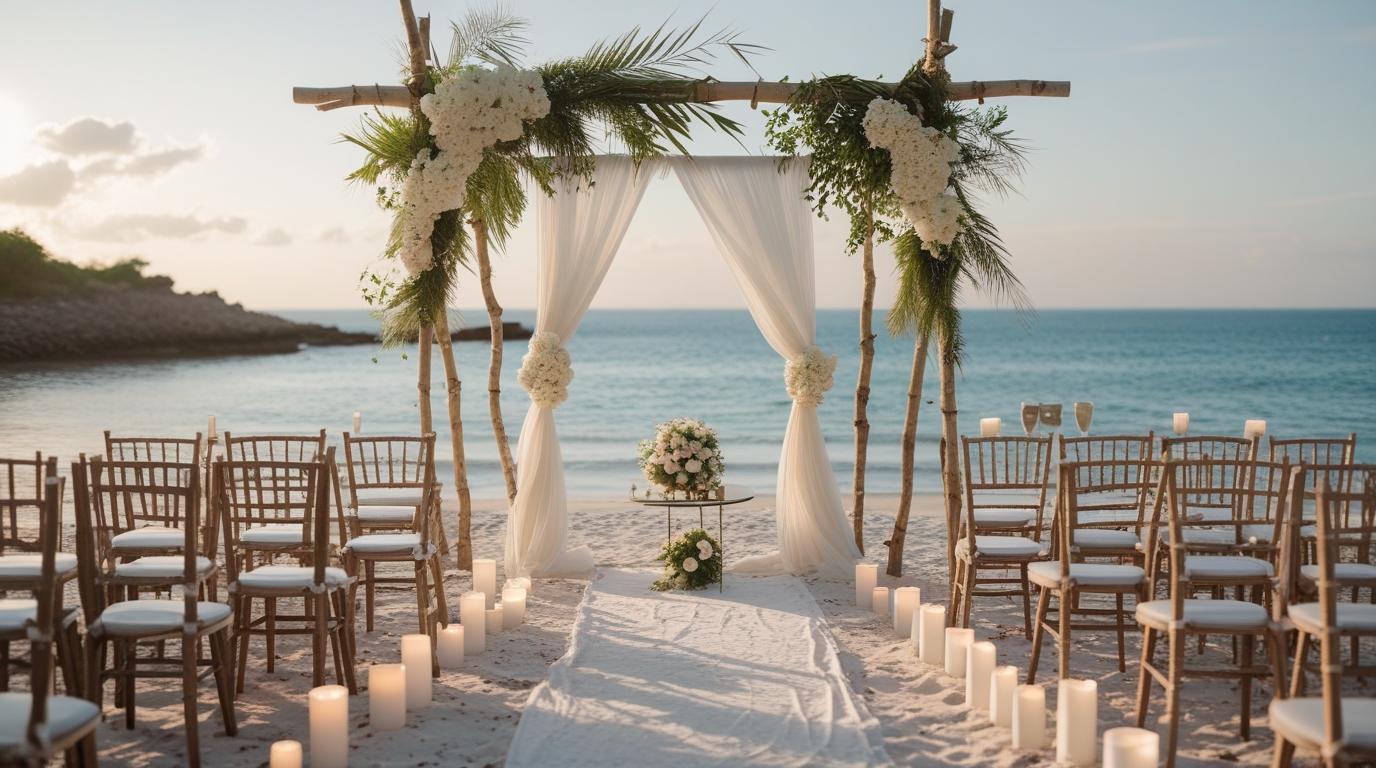 Decoração de casamento na praia simples